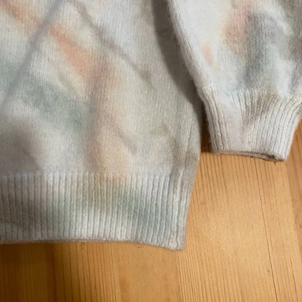 Pol Oversized Pullover Sweater Womens S Pink Tie Dye Comfy Crew Neck Tight Knit - Picture 9 of 12